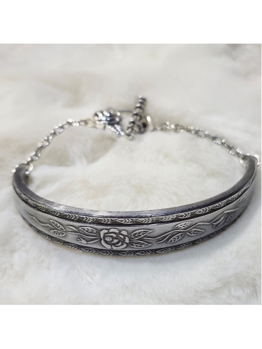 Floral Rose bracelet Spoon Handle Floral jewelry